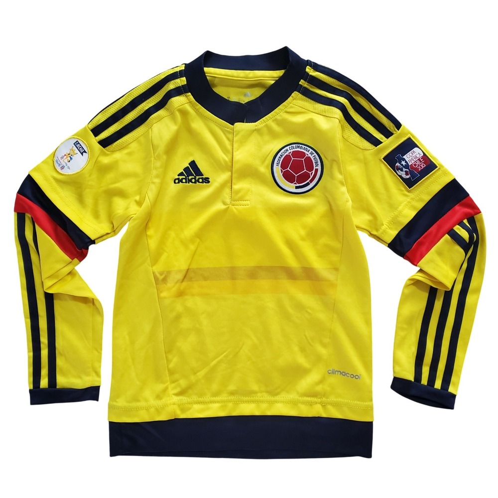 Adidas Colombia Kids 8 Soccer Jersey Yellow 2015 Copa America Chile Long Sleeve